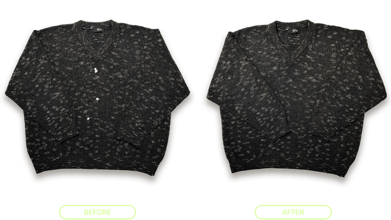 Boss Sweater Repair - Before & After
