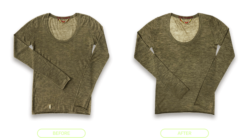 Dear Cashmere Sweater Repair - Before & After