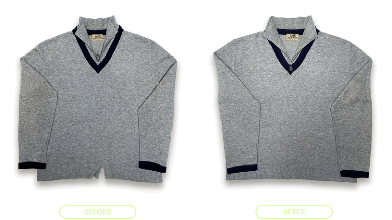 Hermes Sweater Repair - Before & After