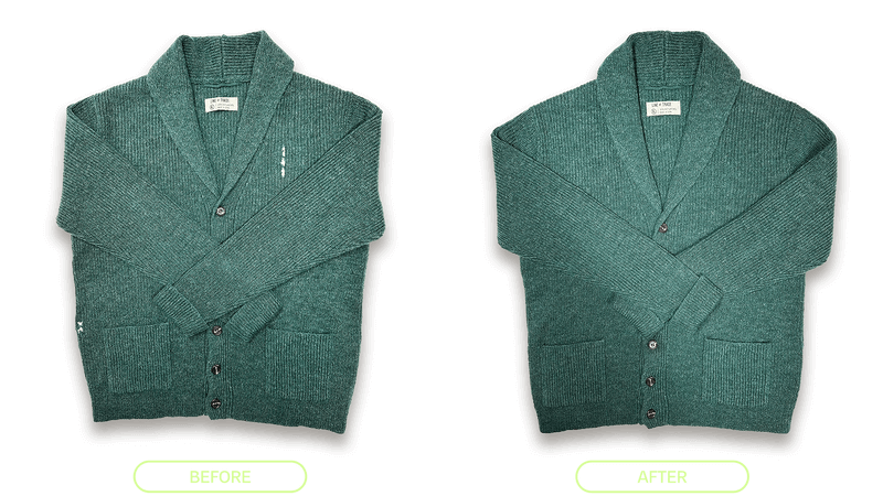 Line of Trade Sweater Repair - Before & After